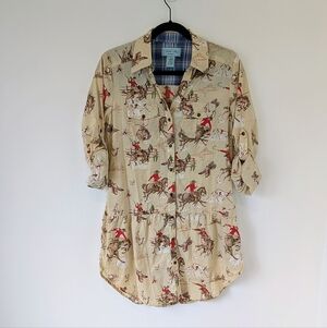 NEW Tasha Polizzi Rodeo Cowboy Print Tunic Pearl Snap Size S Western